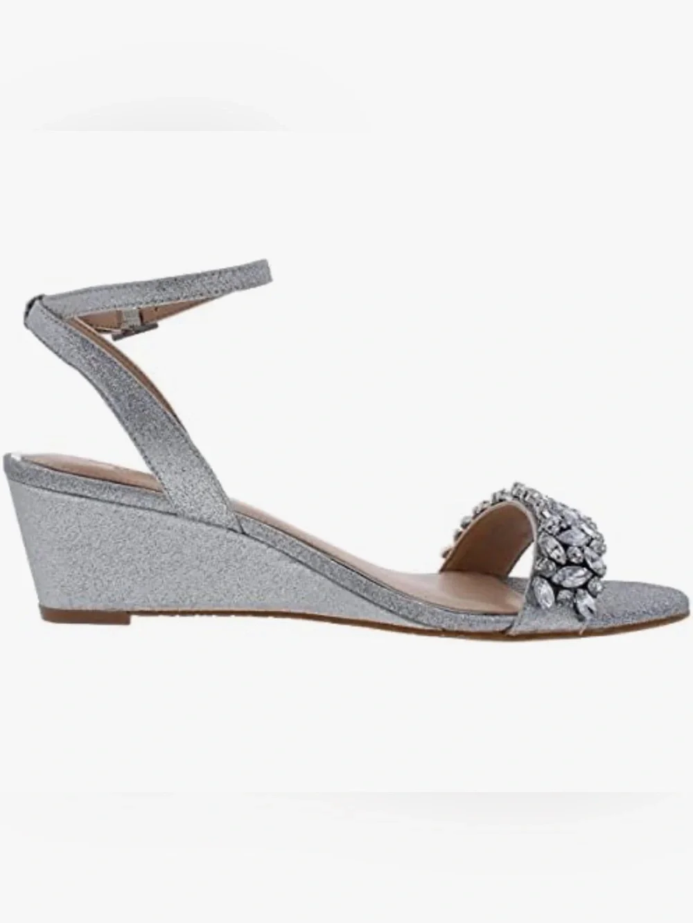Badgley Mischka Jewel Badgley Mischka Womens Bellevue Wedge Heels Silver Sz 6.5